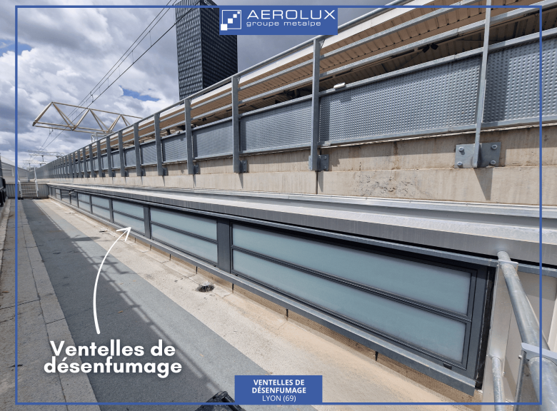 Ventelles de désenfumage AEROLUX en façade à la gare Lyon Part-Dieu (69)